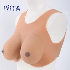 IVITA E Cup Full Silicone Breast Forms Crossdresser Fake Boobs Vest Straps