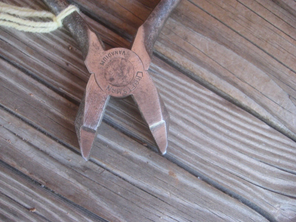 1930s Vintage 7" Length CRAFTSMAN VANADIUM Lineman's Pliers & Ornate