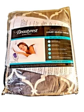 Beauty rest Heated Luxury Blanket Throw in Gray Reversible 60" x 70" Auto Safety