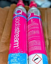 2 New Sealed Genuine Pink SodaStream CO2 Quick Connect 60 Liter Cylinder