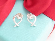 Auth Tiffany  Co Silver Mini Loving Heart Picasso Earrings MSRP 300