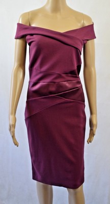 lipsy ruffle bardot satin panel bodycon