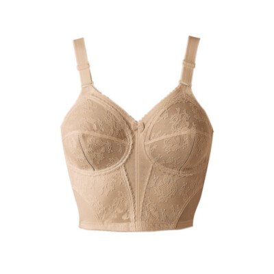 CLASSIC: TRIUMPH longline bra Doreen L, size 95 D, skin, NEW + TAGS *VINTAGE LOOK