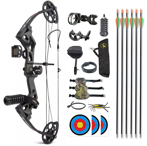 Junior 10-30LBS Compound Bow and Arrows Set Archery Target Right Hand Youth Kids - Picture 1 of 26