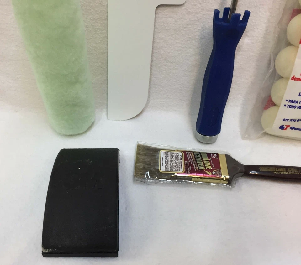 Lote de accesorios de pintura cepillo de pintura rodillos de espuma 3M lijadora manual costura reparación silicona Foto 4 de 4
