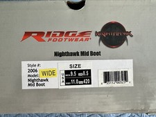 Ridge Footwear Nighthawk Mid Wide Boot Mens 9.5 / Womens 11 New in box with Tags