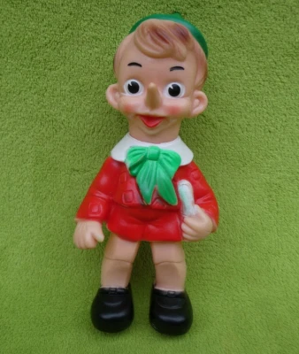 Alte Pinocchio Figur 70-80er Jahre Gummi Lederplastik Made in Italy gestempelt - Bild 1 von 4