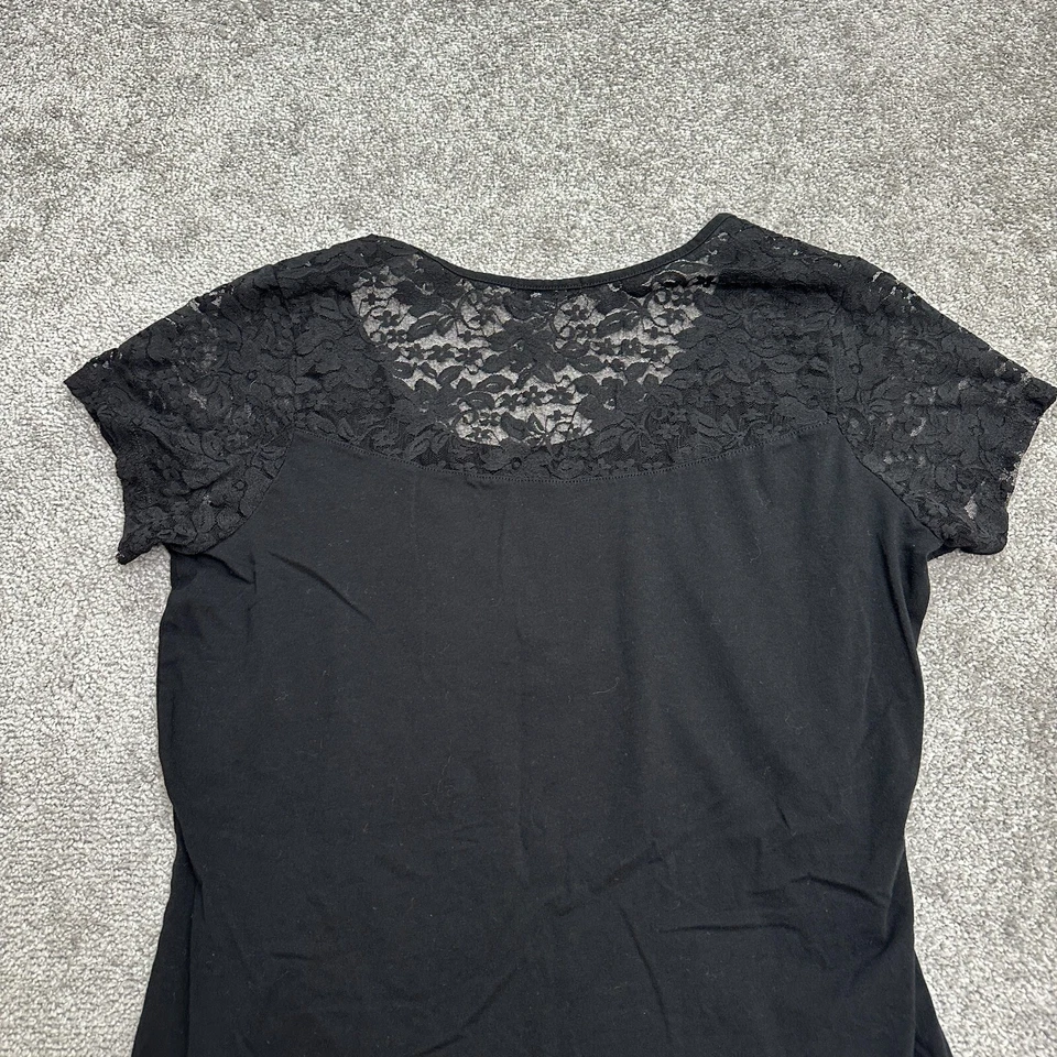 Ambiance кружева блузка женщин 2XL черный короткий рукав круглый вырез повседневный эластичной топ - Изображение 3 из 4