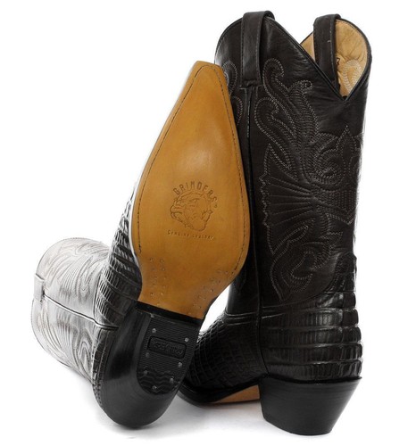Grinders Carolina CROC Black Leather Crocodile Tail Boot Cowboy Western Boots - Picture 4 of 5