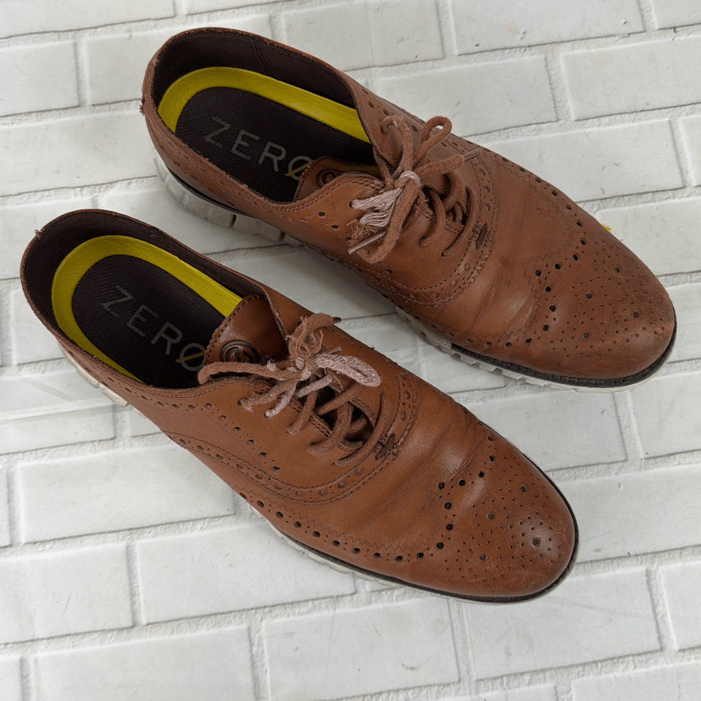 Cole Haan 5.Zerogrand Oxfords Mens 9.5 M Beige Leather Wingtip Casual Shoes Men main image 4