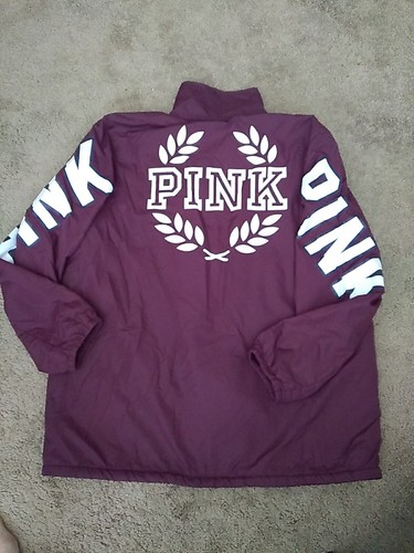 Victoria's Secret PINK Limited Edition Sherpa Lined Jacket Maroon L Htf New - Picture 4 of 5