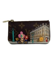 Auth Louis Vuitton Pochette Cle M81639 Monogram Pink Vivienne Coin Card Case