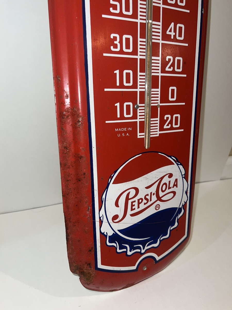 VINTAGE ORIGINAL METAL PEPSI COLA WALL THERMOMETER | eBay