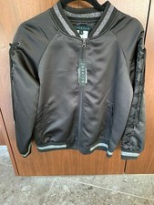 Jocelyn Women's Lace Up Satin Bomber Jacket Size:xsmall