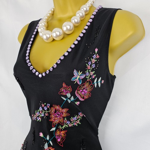 Karen Millen Embroidered And Beaded Floral Party Sheath Dress UK12 - Picture 4 of 23