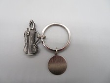 Golf Bag  Clubs Pewter Charm Key Chain 1992