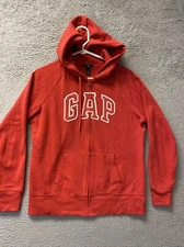 Gap Hoodie Womens L Red Spell Out Logo Full Zip Sweatshirt : 104-43