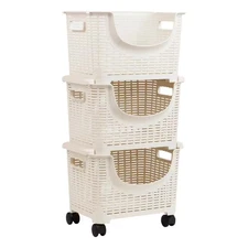 Plastic Kitchen Storage Cart 14.75 In. L X 11 In. W X 28.25 In. H, Ivory