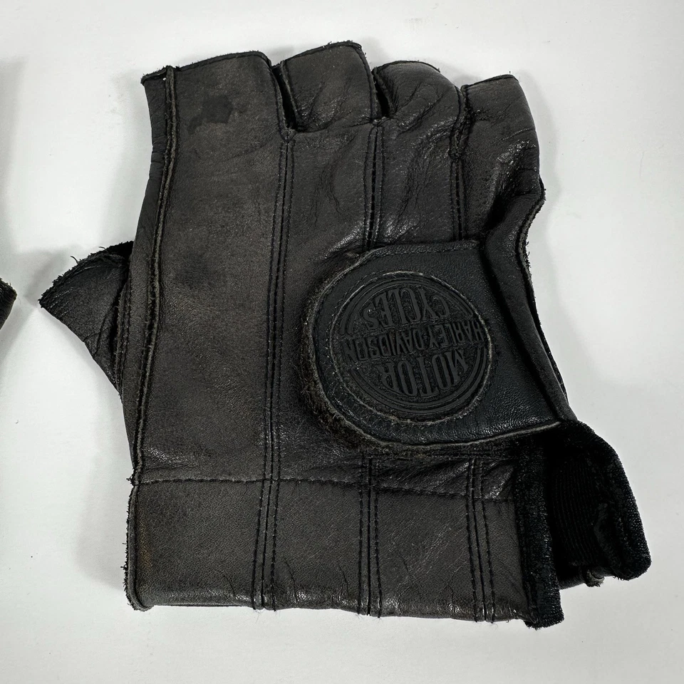 Guantes de motocicleta Harley-Davidson de cuero sin dedos para hombre medianos de gel palma motociclista Foto 2 de 4