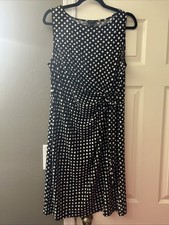 Ann Taylor Factory Sleeveles Dress Size L Polka Dot