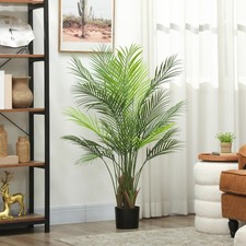 HOMCOM Künstliche Palme groß 120cm Kunstpflanze, Künstliche Pflanzen im Topf