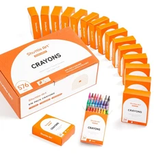 Shuttle Art Crayons Bulk 576 Pack | 24 Boxes Assorted Colors, Non-Toxic, Clas...