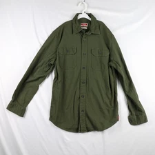Wrangler Shirt Mens Small Green Flex for Comfort Utility Button Up Long Sleeve