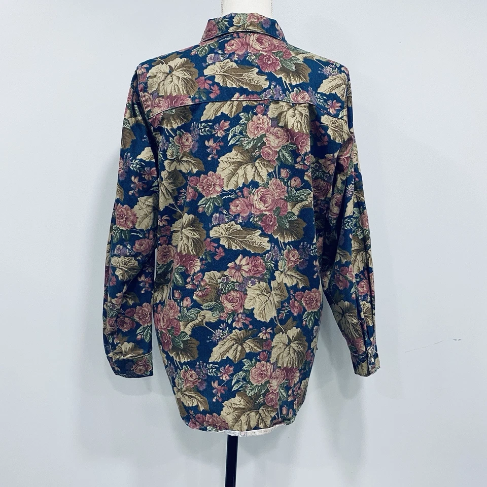 Camisa de pesca con mosca Orvis M floral cottagecore abuela sarga abotonada de colección para mujer Foto 2 de 4