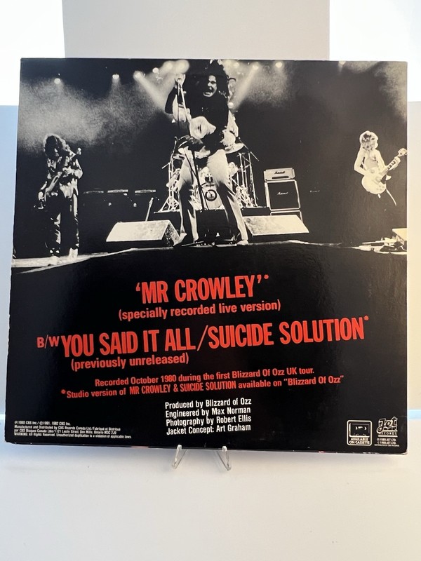 1982 Ozzy Osbourne “Mr. Crowley” Live E.P. Canadian Release Jet Records