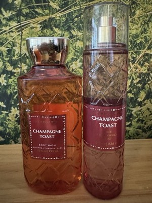 NEW! Bath Body Works CHAMPAGNE TOAST Body Wash & Fine Fragrance Mist + Gift Bag