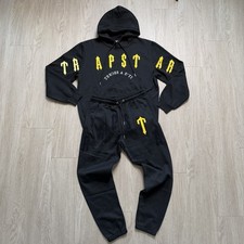 Trapstar Tracksuit Set XL Black Yellow Chenille Logo Hoodie Sweatpants
