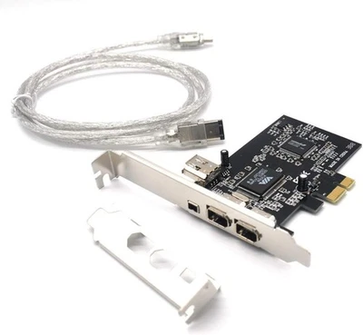 PARDARSEY PCIe 1394A FireWire Expansion Card – 3 Ports (2×6-Pin + 1×4-Pin) + Low-Profile B