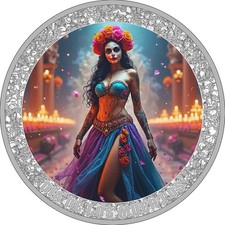 2025 Cameroon Dia de los Muertos Dancing Queen 1 oz .999 Silver Coin - IN STOCK
