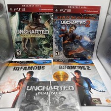 Infamous 1 & 2  And Uncharted 1 & 2 Cardboard Sleeve PS3 Sealed Not For Resale!