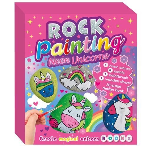 Rock Painting - Neon Unicorn