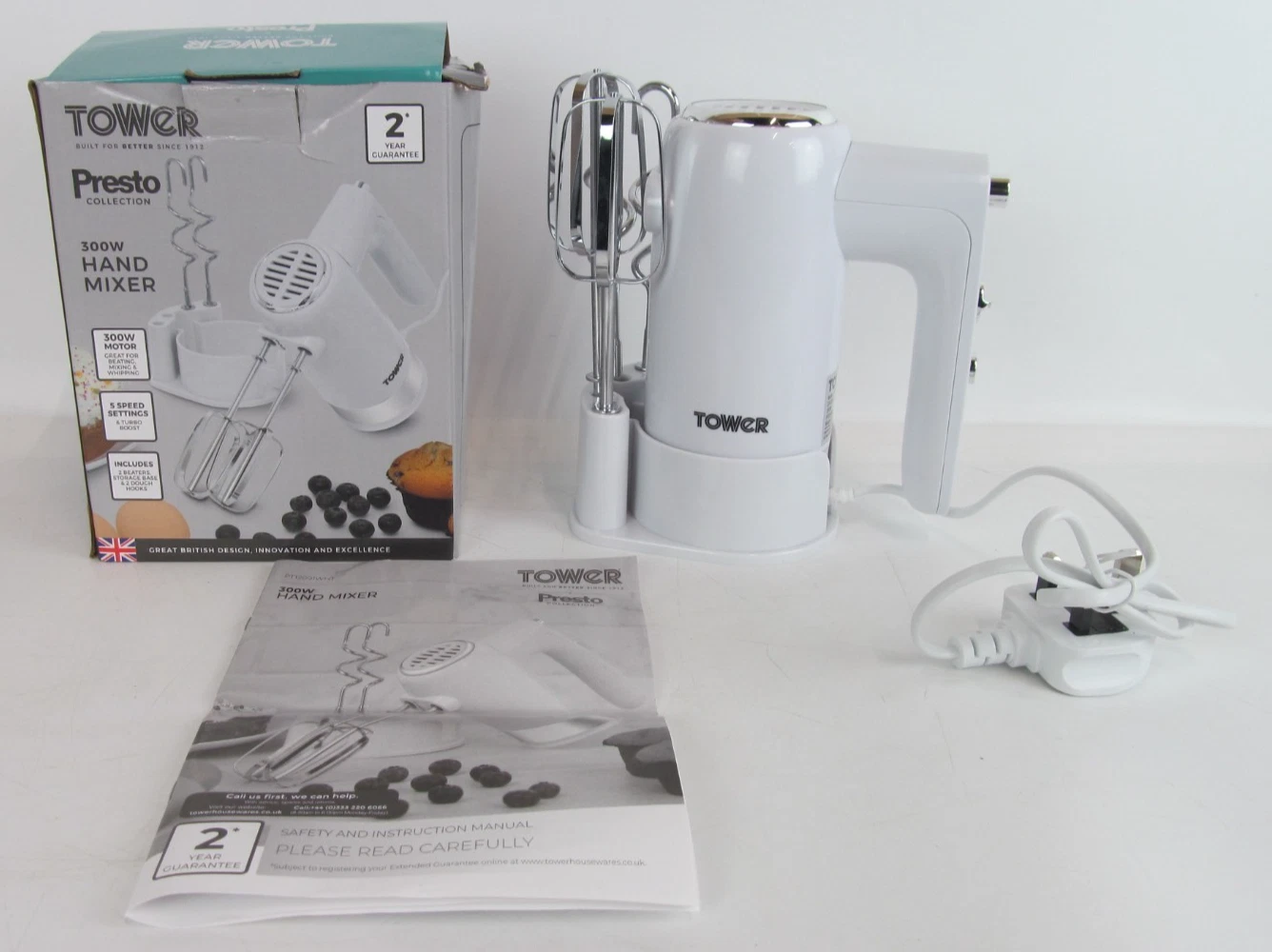 Tower Presto Collection 300W White Hand Mixer With Accessories And Instructions
Opens in a new windo
