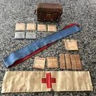 WW2 German Leather Medic First Aid Pouch MILITARY - With Contents - Medic Band