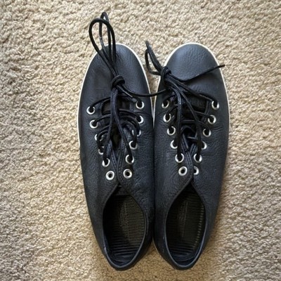 Converse All Star Black Leather Lace-Up Men's Casual Sneakers Rubber Sole