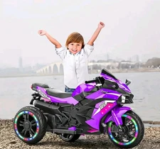 Electric Mini Bike 3 Wheel Rechargeable PU Seat Perfect Gift In Violet Color 