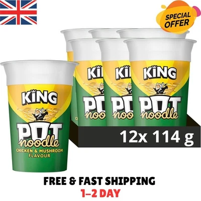 Pot Noodle Chicken and Mushroom Flavour, King Pot Size, Quick Filling Food, Inst - Image 1 of 4