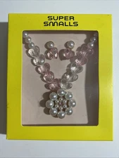Jewelry Set Pink White Pearl Necklace and Earrings Girls age 3+ Super Smalls