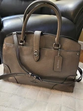 Coach Mercer Satchel Leather Handbag 37575 Brown Grain
