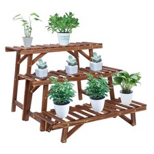 3 Tier Wooden Ladder Plant Stand Indoor Outdoor Flower Pot Shelf Rack Organizer