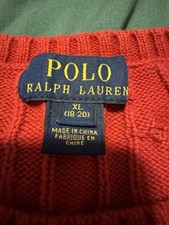 Polo Ralph Lauren Teens XL Cotton Cable Knit Crew Neck Sweater
