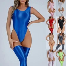 Trendy and Stylish Black Glossy Swimsuit featuring High Cut and Backless Style