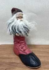 Vintage Primitive Santa Claus in Red Boot 7 Inch Old World Rustic