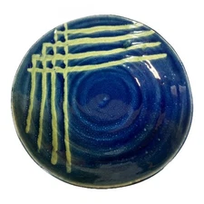 Studio Art Pottery Serving Bowl Tray Decor Cobalt Blue Pastel Green 9.25” X  2”