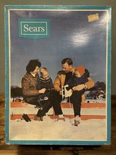 Vtg SEARS Black Leather Lace-up Ice Skates Mens Size 9