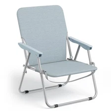 YSSOA Grey Beach Chair for Camping | 600D Oxford Fabric, Steel Frame | Portable