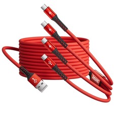 Amuvec 4 in 1 USB A to USB C Multi Charger Cable 2.2M Fast Charging Cord Red